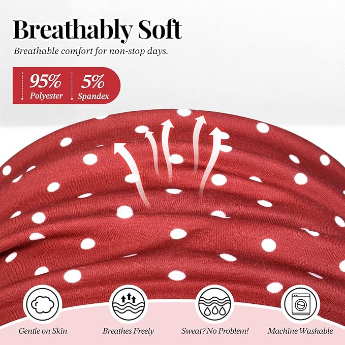Wide Headbands for Women Knotted No Slip Head Bands Soft Turban Headband Hair Accessories Boho African Solid Color Head Wraps for Women Yoga Workout Pack of 6