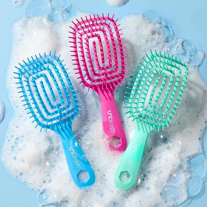FHI Heat UNbrush Flex Detangling Brush — Ultra-Flexible, Pain-Free Hair Brush Detangler with DuoFlex Anti-Static Bristles for Removing Tangles, Massaging Scalp & Faster Styling - Teal