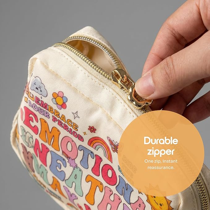 Primo Lines Period Bag – Compact Discreet Tampons & Pad Pouch with Waterproof Lining, Cute & Stylish Period Pouches