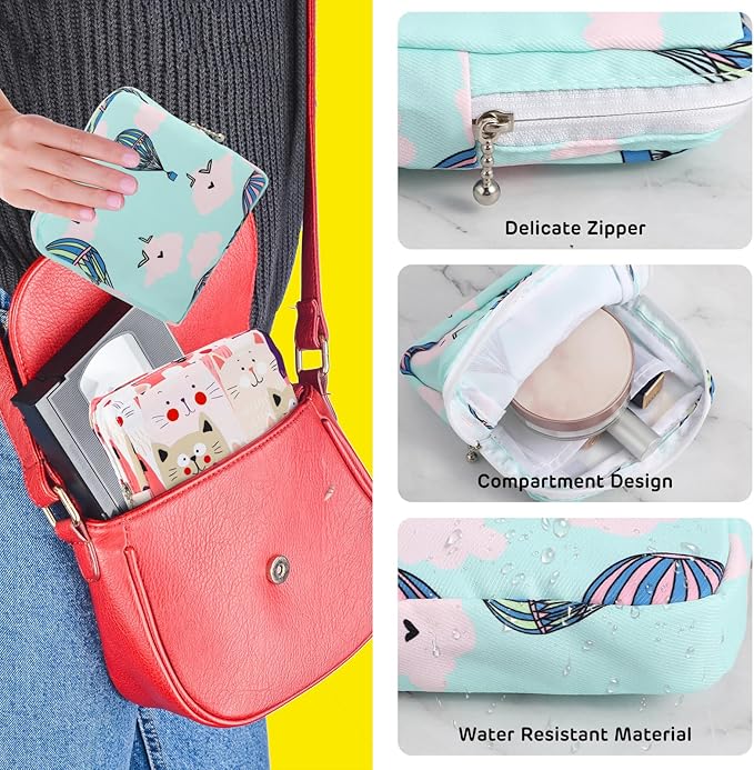 3Pcs Period Bag Sanitary Napkin Storage Bag, Portable Menstrual Cup Pouch Period Bags for Teen Girls, Tampons Holder, Pad Bag, Feminine Care for Purse with Zipper