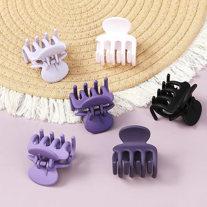 6 Pcs Hair Clips Small Claw Clips for Thin Hair Medium Matte Non-slip Hair Accessories for Women and Girls (Purple)