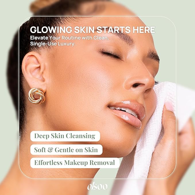 Clean Face Towels XL® – 100% Viscose, OEKO-TEX Certified, Ultra Soft Disposable Towels, Super Absorbent & Eco-Friendly for All Skin Types (50 Count)