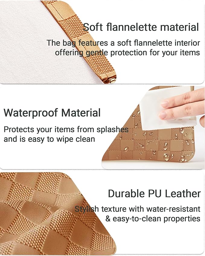 2 PC Small Makeup Bag for Purse, Lipstick Holder & Purse Organizer Pouches, Waterproof Faux Leather Cosmetic Bag, Slim Travel Makeup Pouch for Women Daily & Travel Essentials