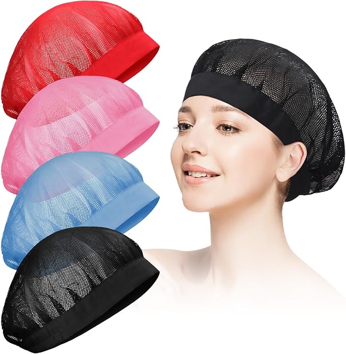 Chuarry 4 Pcs Mesh Sleep Bonnet for Sleeping Night Curly Hair Nets Sleep Caps for Women