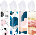 4-Pack Car Tissue Cylinders - Modern Trendy Abstract Art Patterns, Fits Cup Holders, Travel Tissue Tubes with Facial Tissues (Abstract Design)