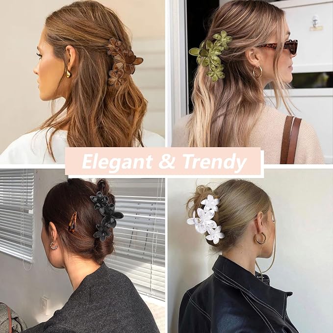 Flower Hair Clips for Women 4PCS Flower Claw Clips Non-slip Claws for Thick Thin Hair Strong Hold Stylish Accessories for Women Girls