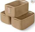 3-Pack Storage Baskets for Organizing | Woven Shelf Toy Basket | Rope Baskets for Gifts Empty | Closet Organizer Bins with Handles | Cube Decorative Box | 11.8×7.8×5.1” | Brown