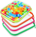 Hoolerry 4 Pcs Hard Clear Zipper Case Makeup Bags Plastic Zipper Pouch Transparent Storage Box Containers for Cosmetics, Snacks, Building Blocks, Puzzles(Clear,9.8 x 7.9 x 2 in,Fluorescent)