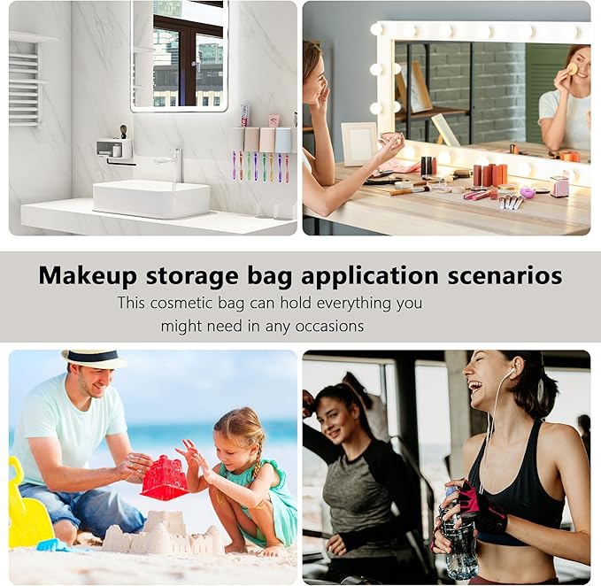 PVC Clear Pure Color Transparent Large Zipper Cosmetic Pouch Travel Makeup Cosmetic Bag with Handle for Travel Bathroom Toiletry Organizer (A23014-101-7)