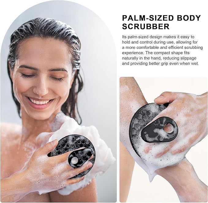 INNERNEED Food Grade Silicone Body Scrubber Gentle Exfoliating Brush for Women Men Deep Clean for All Skin Types, More Hygienic and Well Lather (Black+Dark Green+Dark Blue)