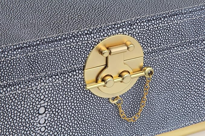 HofferRuffer Elegant Faux Leather Decorative Box, Storage Jewelry Box Organizer, Large Dresser Cosmetic Organizer Holder, Classic Jewelry Accessory Organizer, 11x8x4.8 inches (Grey)