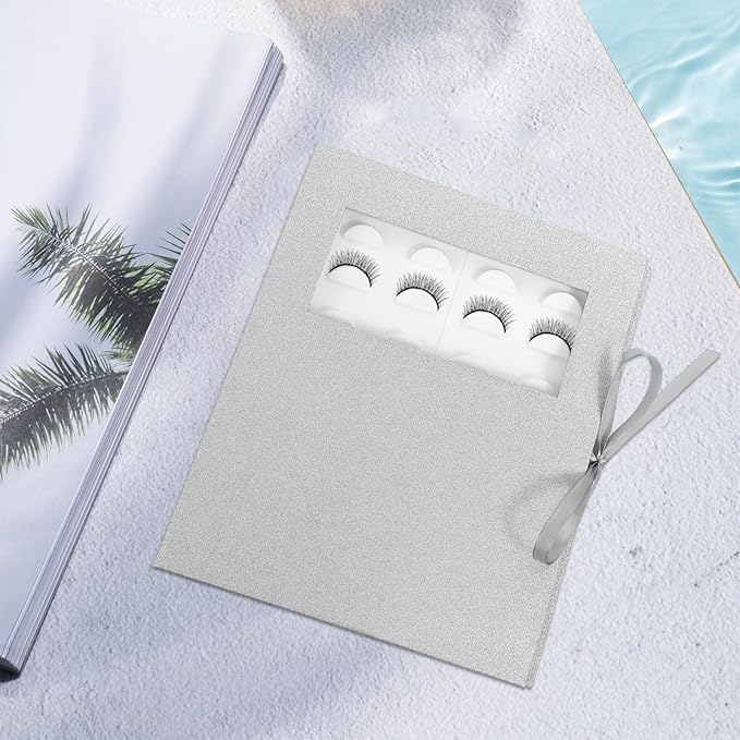 Artificial Eyelash Storage Box with Window 16-pair Silver Lash Organizer Case for False Eyelashes Packaging and Travel