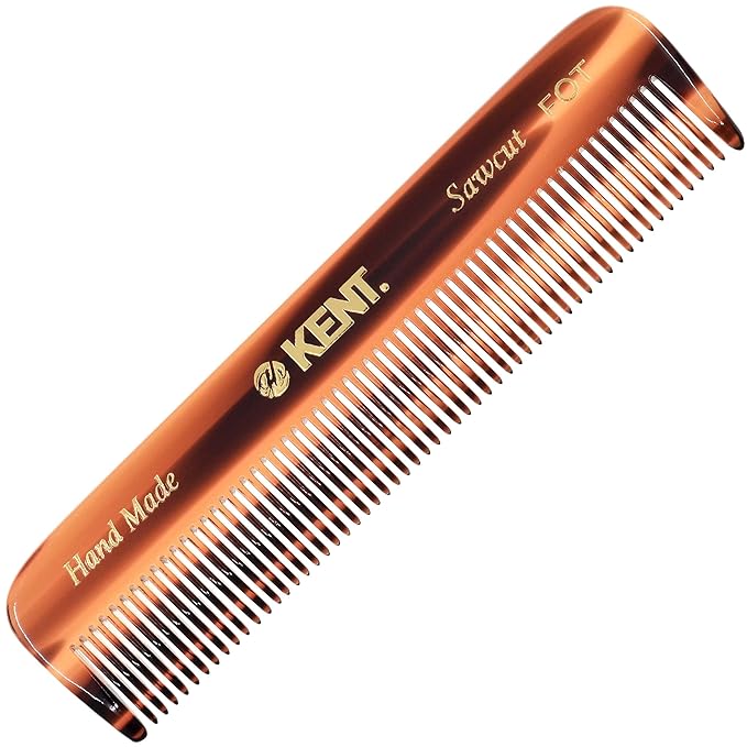 Kent FOT Handmade Pocket Comb for Men, Women and Kids, All Fine Tooth Hair Comb Straightener for Everyday Grooming and Styling Hair, Beard and Mustache, Saw Cut and Hand Polished, Made in England