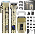RESUXI Professional Hair Clippers for Men Electric Razor Shavers Nose Hair Trimmer and Detail Trimmer 5 Pcs Set，Cordless Beard Trimmer Barber Clippers for Hair Cutting Mens Grooming Kit
