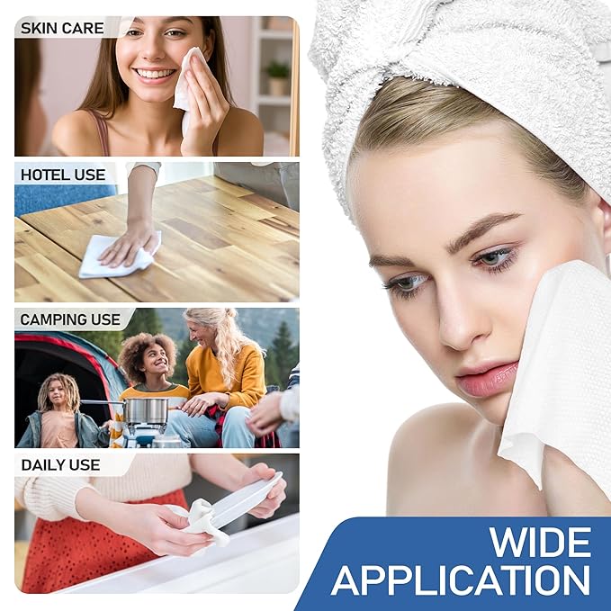 40Pcs Premium Disposable Compressed Face Towels Tablets Large Size Extra Thick Portable Washcloth Facial Tissue for Hotel Camping Travel Outdoor Sports Beauty Hiking Ultra Soft 11.8 x 9.5 inches