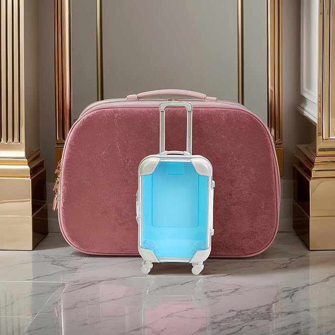False Eyelash Storage Box, Portable Travel Organizer Mini Luggage False Eyelash Tray Makeup Tool (BLUE)