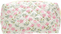 PAZIMIIK Vintage Quilted Makeup Bag Cosmetic Pouch for Brushes Pencils and Travel Make Up Accessories for Women and Girls Flower White