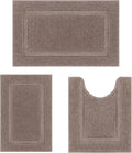 SHACOS Brown Bathroom Rugs Sets 3 Piece, 16"x24" + 20"x32" Bath Rugs + 20"x24" U Shaped Toilet Rugs, Non-Slip Extra Soft Absorbent Bath Rug Washable Bathroom Floor Mats