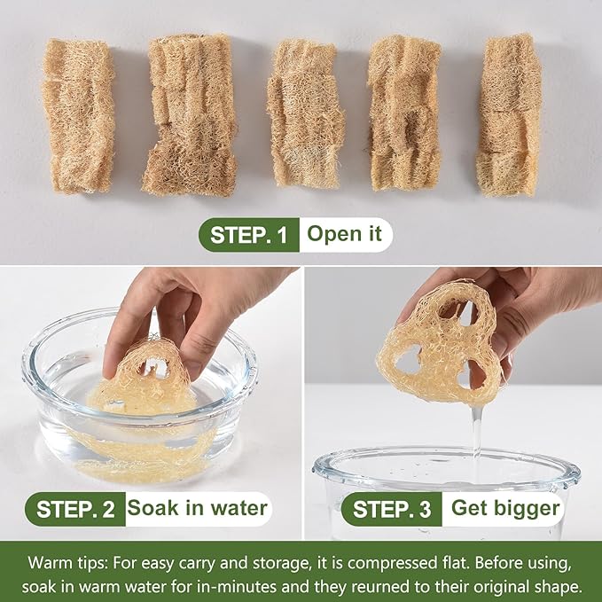Natural Loofah Sponge for Soap Making, 20 Pack Organic Loofahs Slices Cuts Set, Loofa Exfoliating Body Scrubber, Shower Sponge Luffas for Women and Men