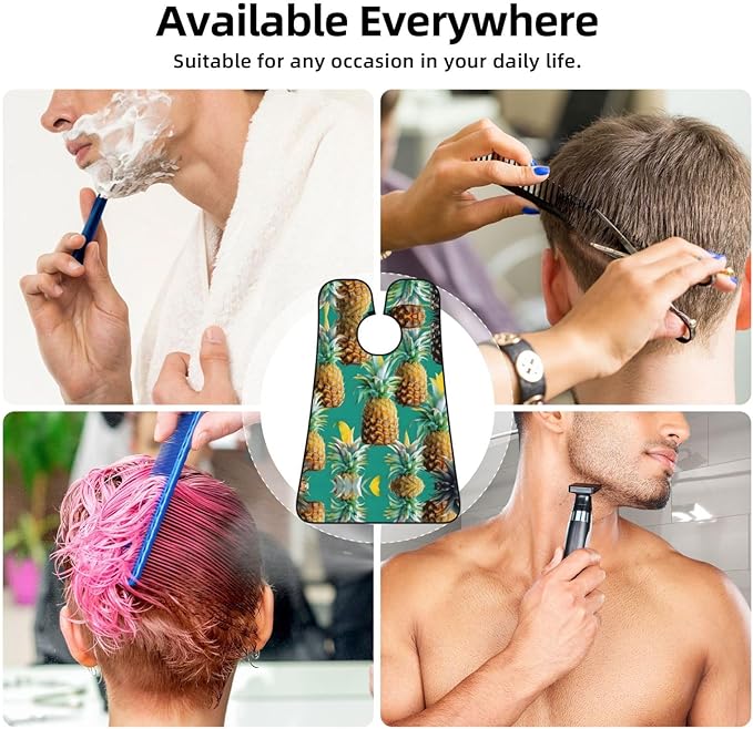 Tropical Pineapple Hawaiian Print Beard Bib Apron For Men, Beard Hair Catcher For Men Shaving Trimming,Beard Cape Cloth