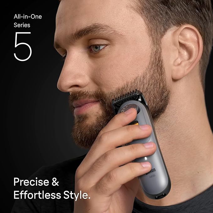 Braun Series 5 All-in-One Beard & Body Grooming Kit for Men, Cordless Trimmer, Hair Clippers & Shaver for Face, Hair & Body with Smooth Shave Head, AIO 5510