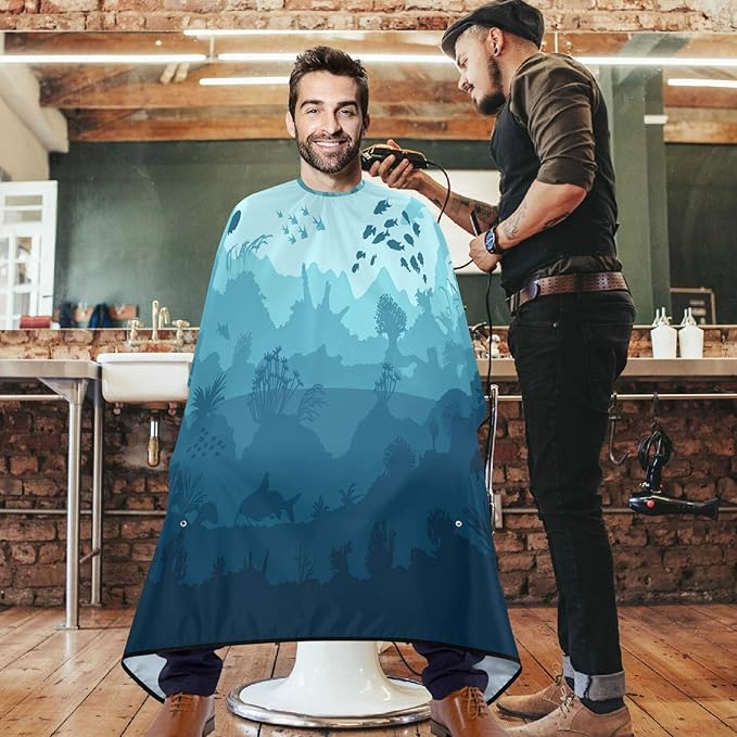 visesunny Professional Barber Cape Polyester Hair Cutting Salon Cape Apron Anti-Static Beard Bib Grooming Apron