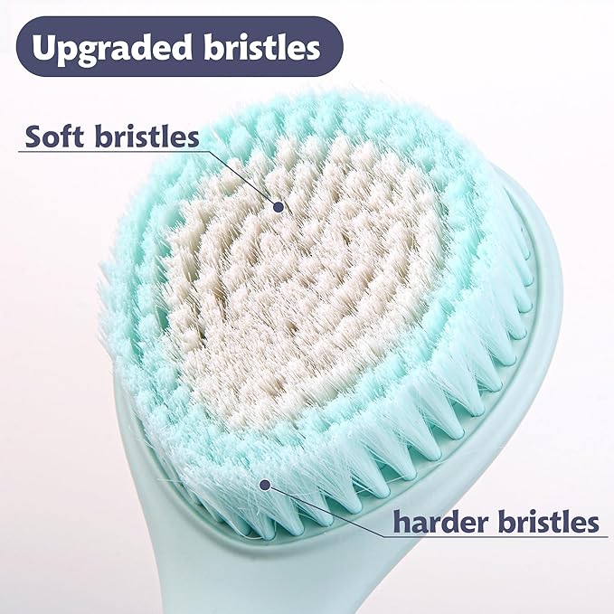 BEDELITE Back Bath Brush Long Handle for Shower of 2 - Soft Shower Brush for Men & Women,Back Brush Scrubber - 16.4" Long Skin Exfoliator for Bath Scrubber Body Brush（Blue & Ivory）