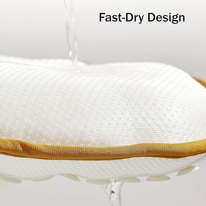 PYRRHIC Bath Pillow, Non-Slip Bathtub Pillow with 72 Strong Suction Cups, Ergonomic Head Neck Back Support, Quick-Dry 5D Mesh for Bathroom Home Spa White