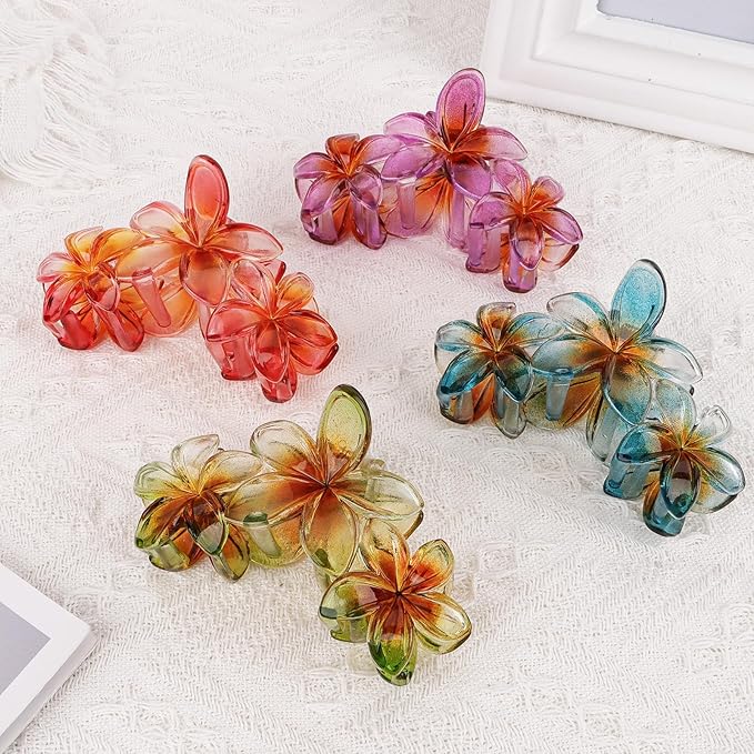 Women's Claw Clips - Large Hawaiian Flower Hair Clips, Non-Slip, Strong Hold for Thick/Thin Hair, Style E