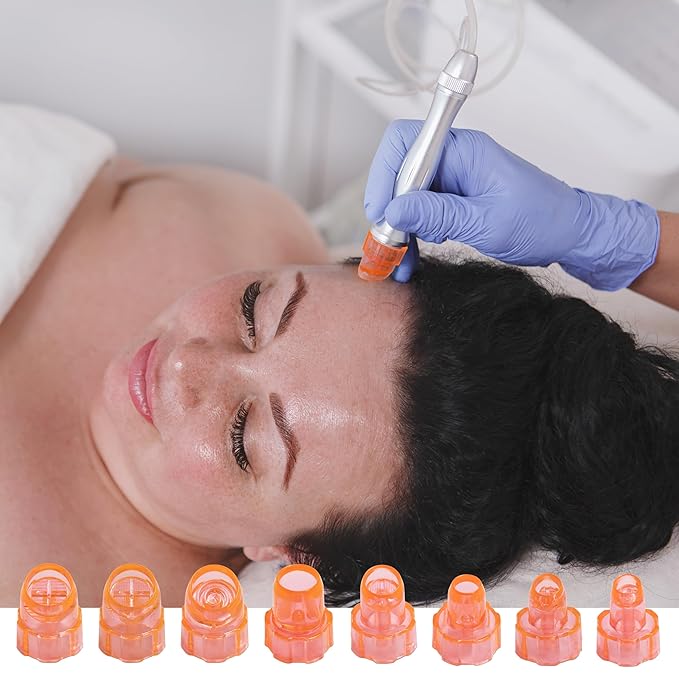 Plastic Cap Beaty Machine Spare Parts Water Peeling Tips 8pcs Per Set For Elitzia ETNS900 ETAF131T (Orange)