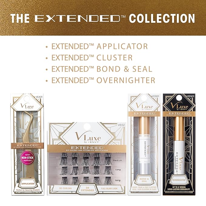 V Luxe Extended Collection Non Stick Lash Applicator Mistake-Proof Artificial Lash Placement – Ergonomically Designed Handle to Easily Build Your Featherlight Synthetic Reusable Eyelash Clusters