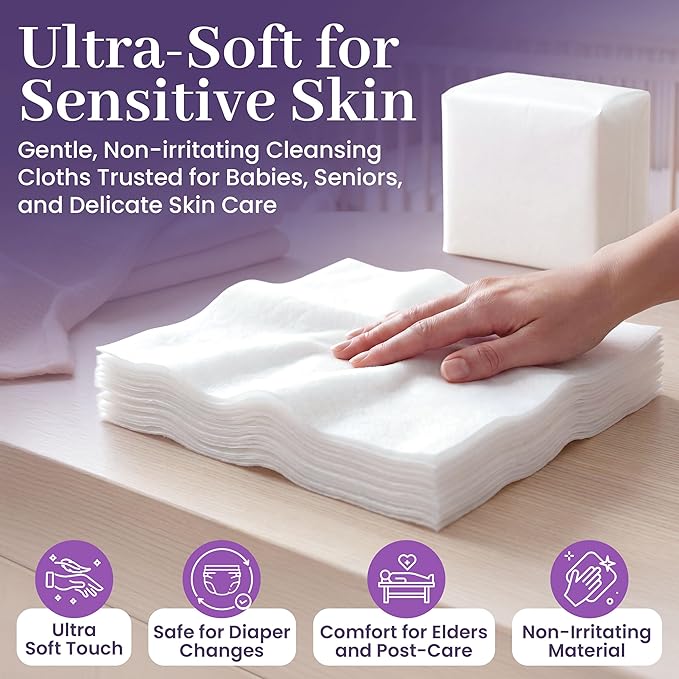Disposable Dry Wipes, 500 Pack – Ultra Soft Non-Moistened Cleansing Cloths for Adults, Incontinence, Baby Care, Makeup Removal – 9.5" x 13.5" - Hospital Grade, Durable – by ProHeal