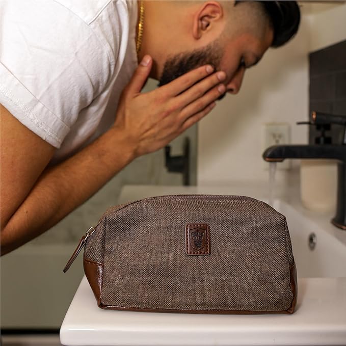 The Beard Club Stylish Travel Toiletry Bag for Men: Durable, Lightweight & Room Toiletry Travel Bag for Grooming Essentials, Shaving Kit, Shower & Bathroom Accessories