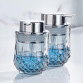 Enra Glass Soap Dispenser Set - 2 Pack Bathroom Hand Liquid Soap Dispensers,Modern Home Soap Dispenser for Bathroom,Kitchen (Silver Liquid Type/2Pcak)