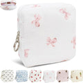 Period Bag for Girls, Corduroy Sanitary Napkin Storage Bag, Period Pouch & Tampon Holder, Feminine Care Organizer（Pink Bow）