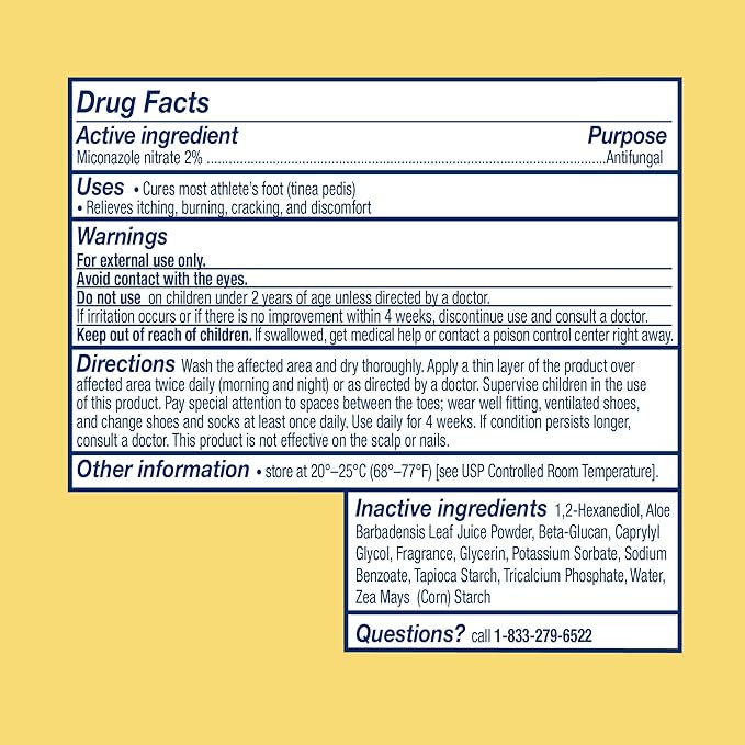 Desenex Anti-Fungal Foot Powder, Cures Most Athlete’s Foot, 2% Miconazole Nitrate, Helps Relieve Itching, Burning and Scaling, Attacks and Absorbs Moisture, All Day Odor Control, 1.5oz