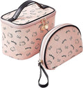AmBealla Make up Bag Travel Cosmetic Bags Brush Holder Zipper Pouch Case Organizer Cute Organizer Suitable for Purse for Women (Light Pink 2PCS)