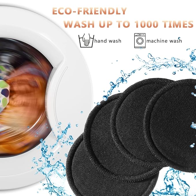 Foaincore 40 Pcs Reusable Makeup Remover Pads with Mesh Storage Bag and Bamboo Box Washable Bamboo Cotton Rounds Soft Reusable Face Pad for Toner Skin Various Skin Care Products(Black)