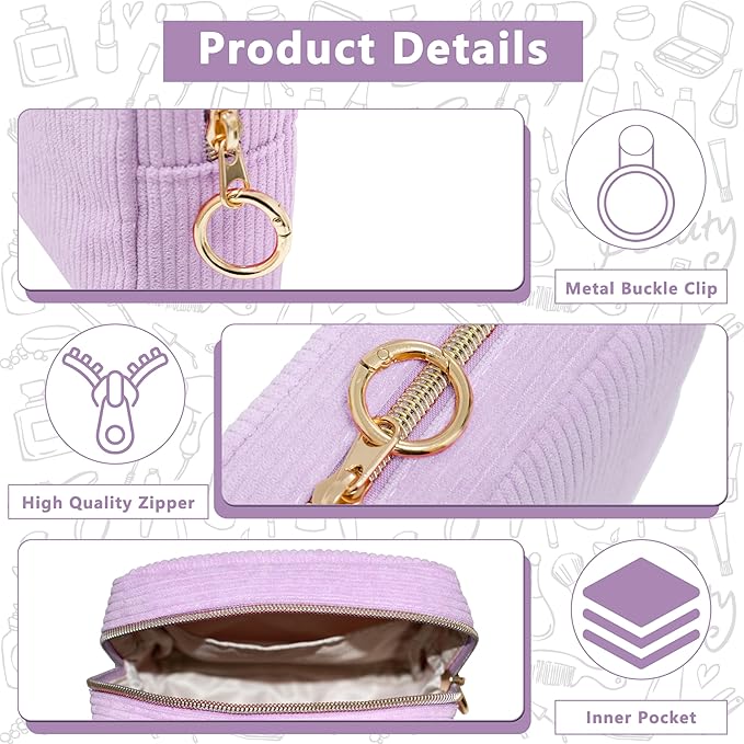 Period Bag for Girls, Corduroy Sanitary Napkin Storage Bag, Period Pouch & Tampon Holder, Feminine Care Organizer（Purple）