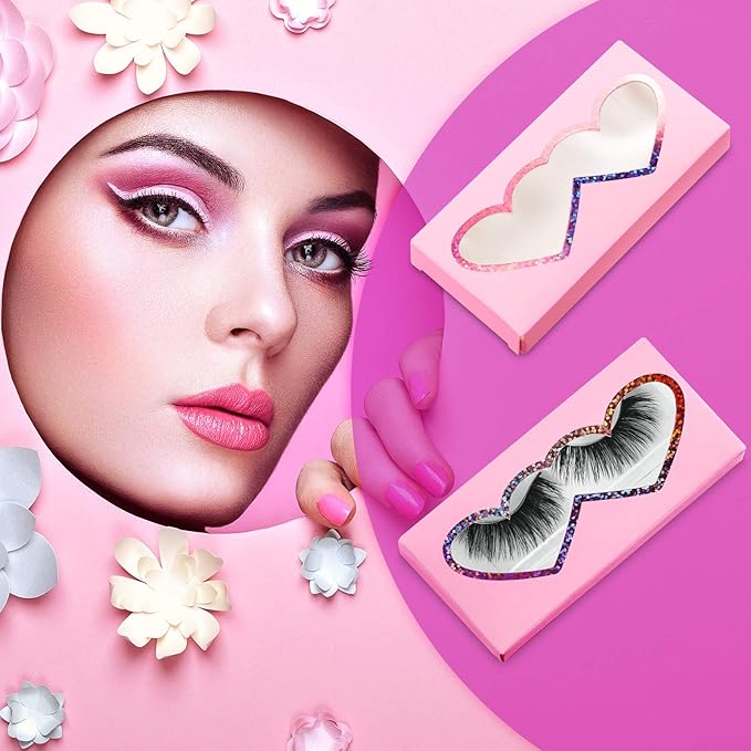 Maitys 60 Pcs Empty Eyelashes Packaging Box and Tray 30 Pieces Empty Eyelash Boxes Pink Lash Packaging Case with 30 Pieces Eyelash Tray False Eyelashes Storage Container