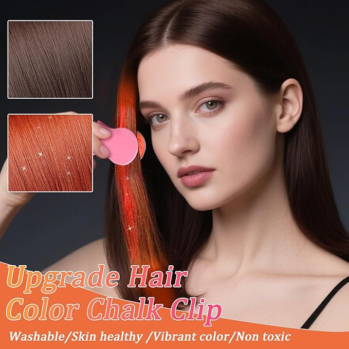 Hair Chalk for Women 12 Color Temporary Hair Color Dye Shimmer Glitter Hair Color Washable Hair Dye for Halloween Cosplay Christmas Birthday Valentine’s day Gift