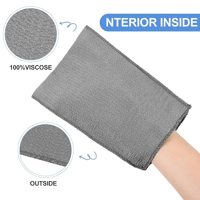 Tatuo 12 Pieces Korean Exfoliating Mitt Glove Italy Towel Body Skin Scrubber Exfoliating Scrubber for Remove Dead Skin Washcloth Korean(Small,White, Black, Gray)