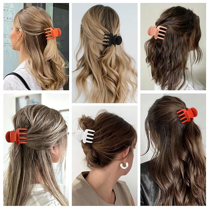 6 Pcs Hair Clips Small Claw Clips for Thin Hair Medium Matte Non-slip Hair Accessories for Women and Girls (Orange)