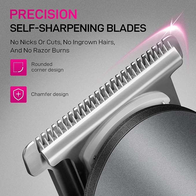 PRITECH Pubic Hair Trimmer Women - Rechargeable Bikini Trimmer for Women Sensitive Skin, Wet & Dry Use, Pain-Free Electric Razor&Shaver with Standing Recharge Dock, Ideal Gift, Aurora Gray