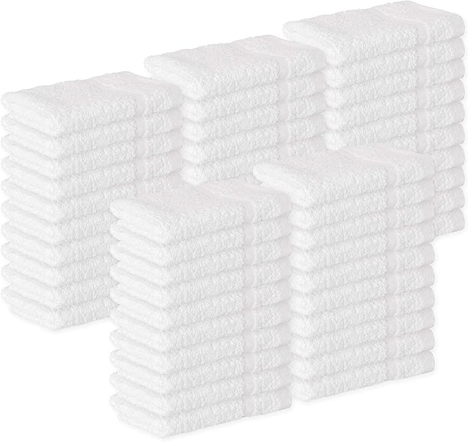 GREEN LIFESTYLE Bulk Washcloths 12x12 40 Pack - Face Towel, Wash Clothes for Body and Face - 100% Pure Cotton Wash Cloths for Your Body (White)