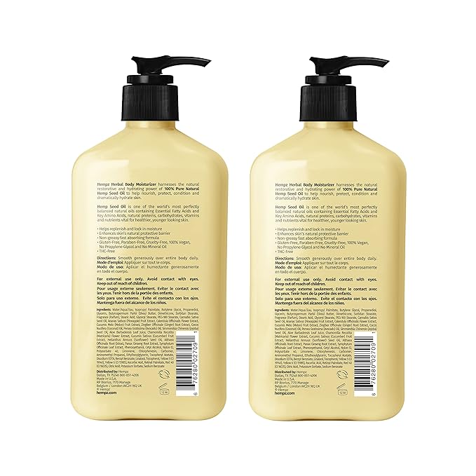 Hempz Body Lotion - Sweet Pineapple & Honey Melon Daily Moisturizing Cream, Shea Butter, Aloe, Orange Extract Body Moisturizer - Skin Care Products, Hemp Seed Oil - 17 fl oz, 2-Pack Bundle…