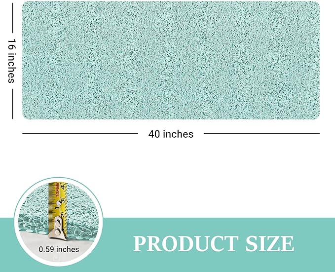 LuxStep Shower Mat Bathtub Mat,40x16 inch, Non-Slip Bath Mat with Drain, Quick Drying PVC Loofah Bathmat for Tub,Shower,Bathroom,Green