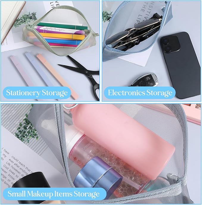 5 PCS Small Clear Makeup Bags, Makeup Brush Bag Portable Travel Cosmetic Bags Multifunctional Small Clear Make up Pouch for Home Office Supplies Cosmetics Make up Travel Accessories