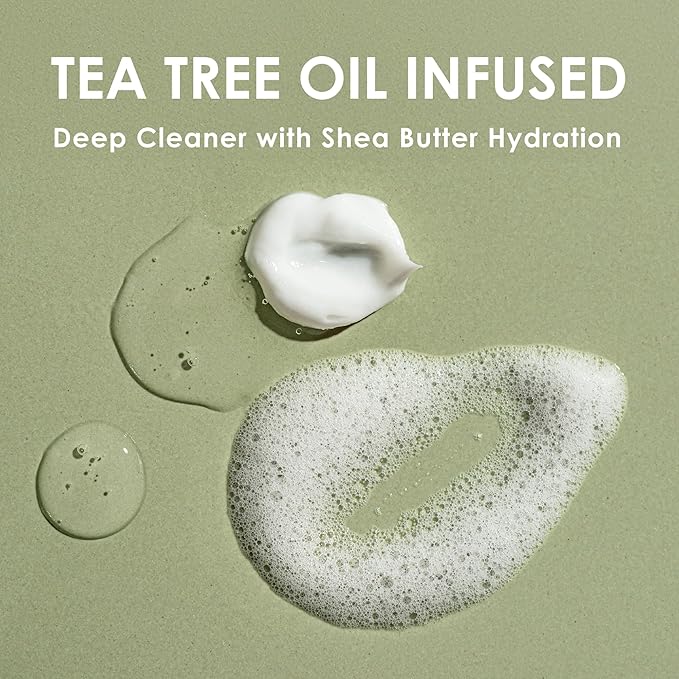 Gentle Tea Tree Oil Foaming Facial Cleanser – 6oz – Non-Irritating Eyelid Cleanser & Face Wash with Tea Tree, Chamomile & Shea Butter