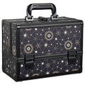 Joligrace Galaxy Printed Makeup Train Case, 3-Tier Makeup Storage Box, Portable Makeup Organizer, Hard Makeup Case with Mirror and Lock, Professional Makeup Case for Women